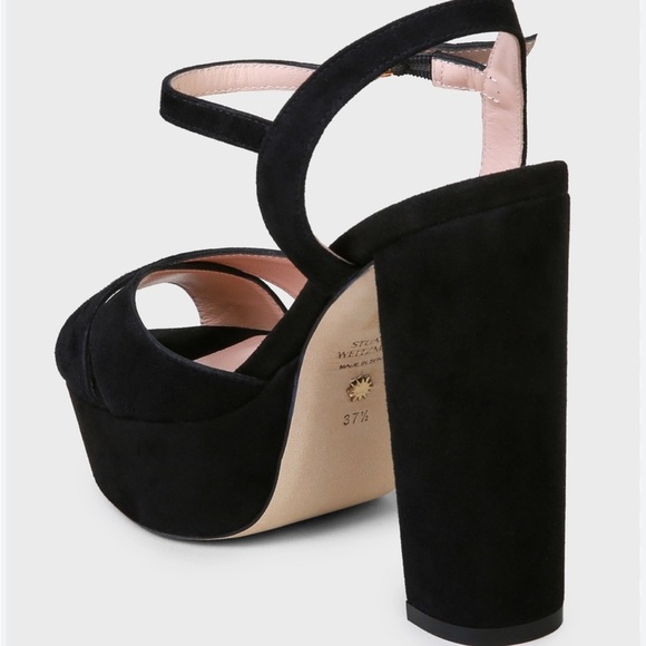 STUART WEITZMAN SOLIESSE PLATFORM BLACK SUEDE - Picture 2 of 8